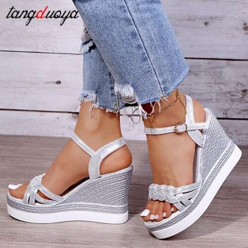 Women Summer Wedge Heel Sandals Platform Sandals Strap Open Toe Chunky Bottom Casual Shoes 2021 gold silver pink sandals 10cm