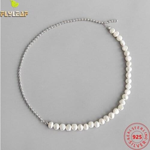 Flyleaf Natural Freshwater Pearl Choker Necklace 100% 925 Sterling Silver Necklace For Women Fine Jewelry Fashion Bead Chain