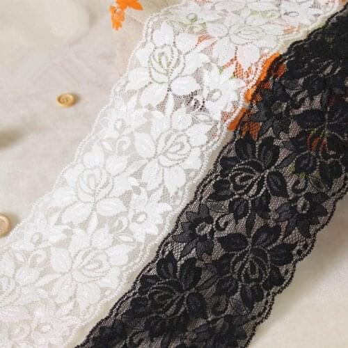10meters/lot 9cm beautiful elastic lace ribbon. white black stretch lace trim DIY headband