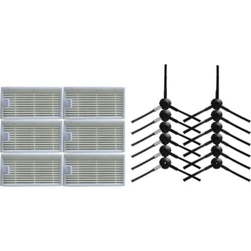 12x side brush 6x HEPA Filter kit for CHUWI ilife v5s v5 x5 ilife V3s v3s pro v3l v5s pro v50 robot vacuum cleaner parts