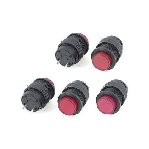 2 Pin SPST OFF-(ON) Round Latching Push Button Switch Red 3A 250V AC