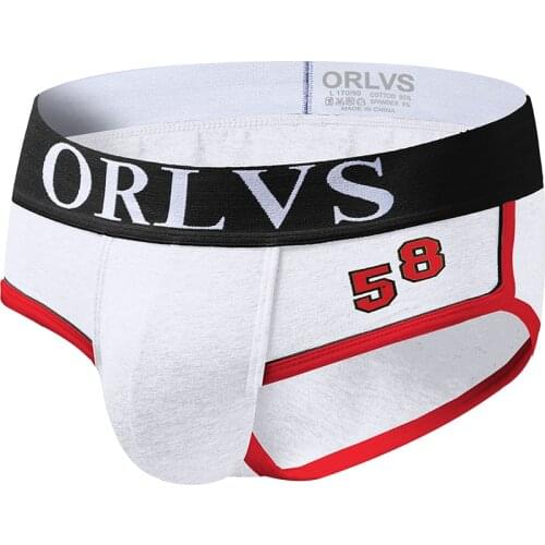 2020 ORLVS Brand Men sexy underwear boys new letter print striped cotton triangle underwear shorts raised pockets underwear