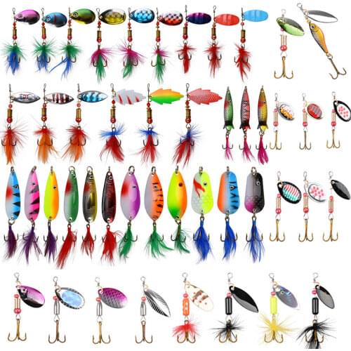 46PCS Spinner lure Bass fishing Spinnerbait 3g~12.5g Hard Metal sequins Spinner bait Bass Trout fishing lure