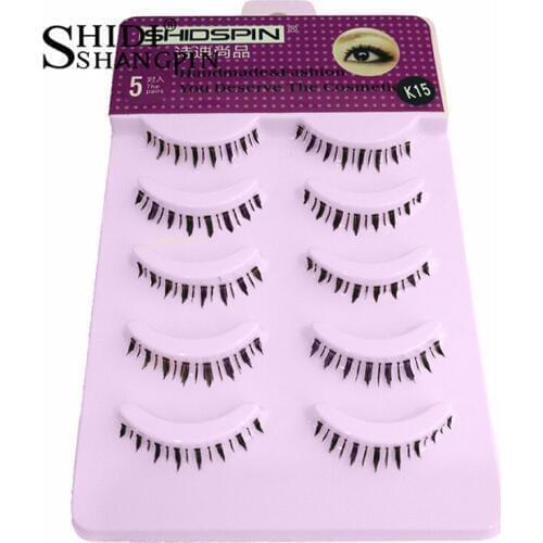 5 Pairs Low False Eyelashes Beauty Thick Wispies Lower Lash Extension Makeup Transparent Black Eyelash Lashes Beauty Makeup Tool