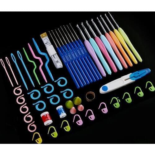 57pcs/Set Crochet Hooks Needles Knit Kit Stitches Knitting Craft Case Quality Crochet Set in Case Yarn Hook Stitch Weave