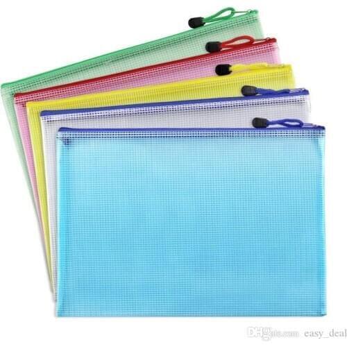 A3/A4/A5/A6/B4/B5/B6 Grid Transparent Document Bag PVC Zipper Stationery Pouch Filing Products Bag