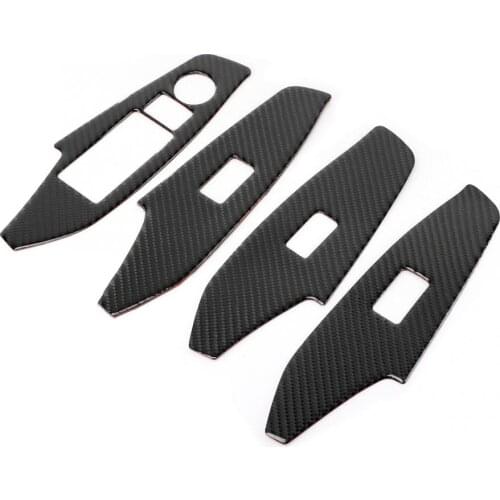 Car accessories interior 4Pcs Carbon Fiber Window Lift Button Control Panel Cover Trim Frame for Mazda3 Axela 2014-2018 oto