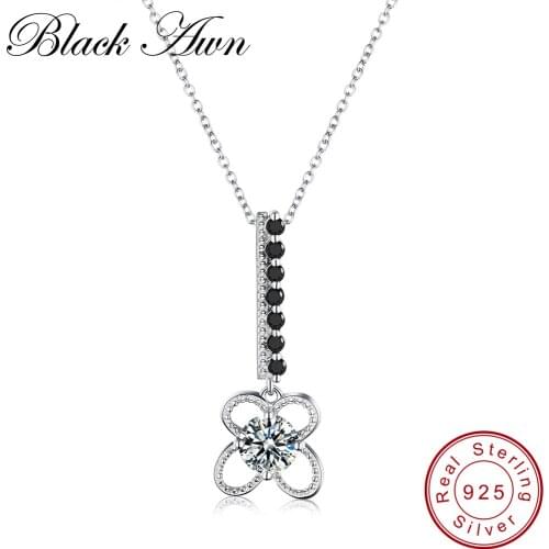 [BLACK AWN] Genuine 925 Sterling Silver Necklace for Women Flower Female Sterling Silver Jewelry Necklaces Pendants P032