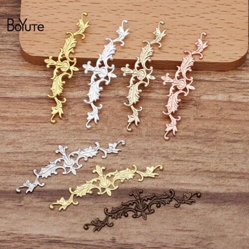 BoYuTe (50 Pieces/Lot) 10*52MM Metal Brass Stamping European Flower Materials Diy Hand Made Jewelry Making Accessories
