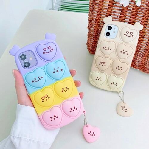 3D Cartoon Emotion Smile Face Phone Case For iPhone 11 12 Pro Max XR XS Max 7 8 Plus Soft Silicone Shockproof Cover With Pendant