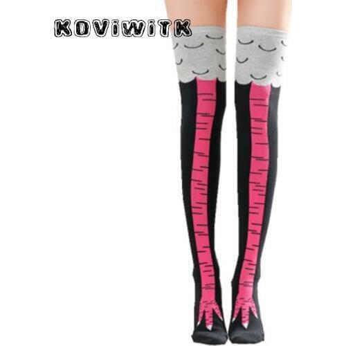 Stockings Animal chicken knee socks sexy thigh high long women stocking plus size white\black compression girls winter womens gg