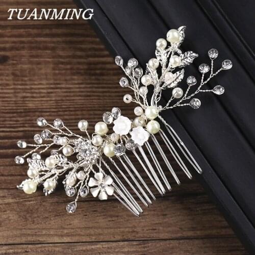 Flower Rhinestone Hair Comb Bride Head Ornaments Wedidng Hair Combs Hair Accessories Women Decorations