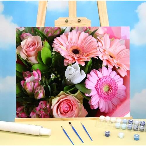 Flower Paint By Numbers Package Oil Paints 40*50 Painting On Canvas Home Decoration Children Wall Art Handiwork Drawing