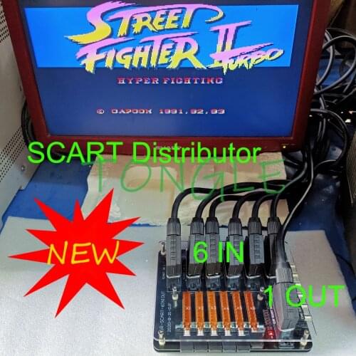 New 6 Input 1 Output EUR RGBS SCART Manual Distributor SYNC AV TV Audio Converter Divider Switch for Md/sfc/ps123/ss/dc/box