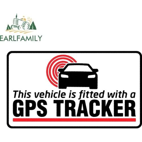 EARLFAMILY 13cm x 7.4cm for GPS Tracking Warning Funny Car Stickers VAN Decal Graffiti Refrigerator Waterproof Sunscreen Decor