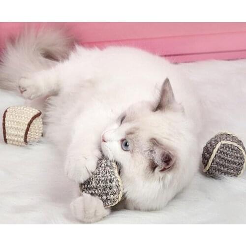 Cats Toys Funny Interactive Cats Chew Toys with Gnawing Pet Cat Exercise Toy Sisal Balls Cat Claw Grinding Tease Ball for Cat