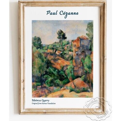 Paul Cezanne Exhibition Barnes Foundation Museum Poster, Bibemus Quarry Canvas Painting, Carriere de Bibemus Wall Decor Picture
