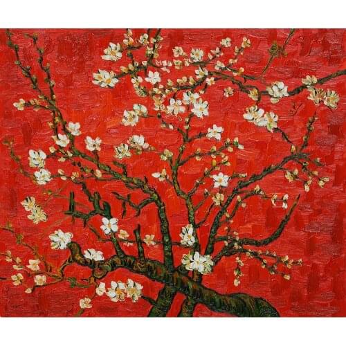 Canvas Art Vincent Van Gogh Oil Paintings Branches Of An Almond Tree Blossom Red Modern Artwork For Living Room Wall Decor Gift