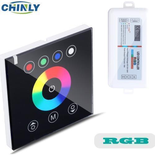 RGB Controllers 2.4G Wireless Black color switch touch wall controller led dimmer for DC12V LED Neon flex strip lights