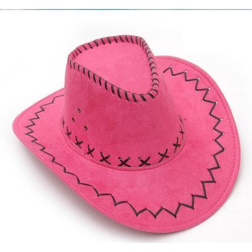 Retro Unisex Denim Wild West Cowboy Cowgirl Rodeo Fancy Dress Accessory Hats rose Red