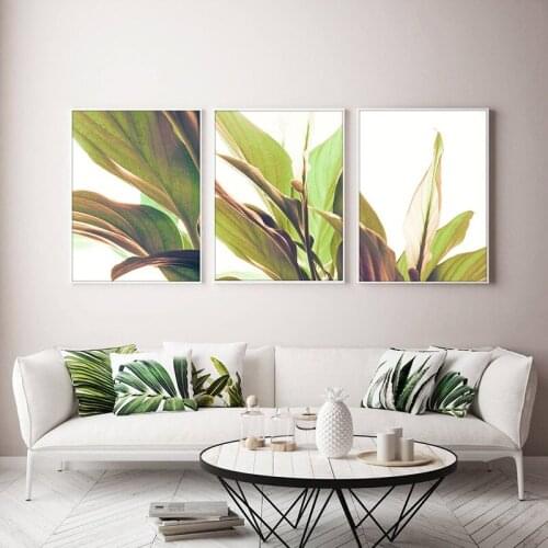 Minimalist Green Plant Painting Modular Canvas Wall Pictures for Living Room Nordic Decoration Home Art Posters and Prinst