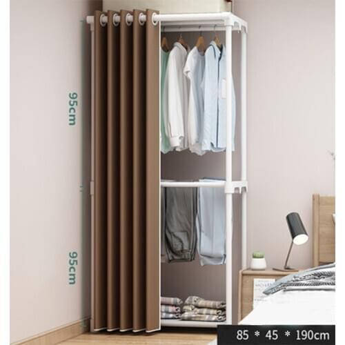 Multifunctional Drying Racks Floor Coat Hanger Folding Clothes Hanger Standing Clothes Rack With Curtain Bedroom Furniture
