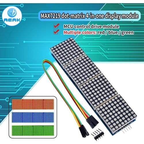 MAX7219 Dot Matrix Module For Arduino Microcontroller 4 In One Display with 5P Line Red Green Blue