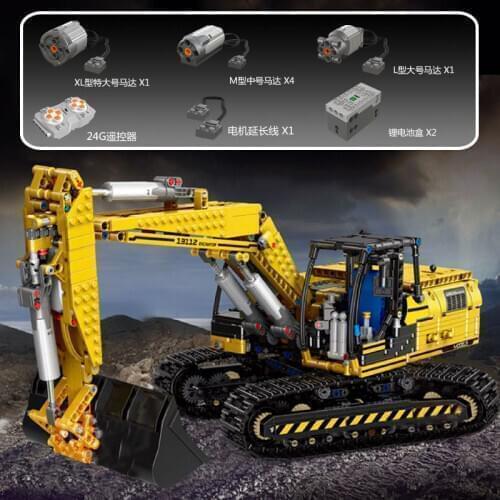 MOULD KING 13112 Technic Motorized Excavator truck Link Belt 250 X 3 - PF version Car Model Building Blocks Bricks 8043 20007