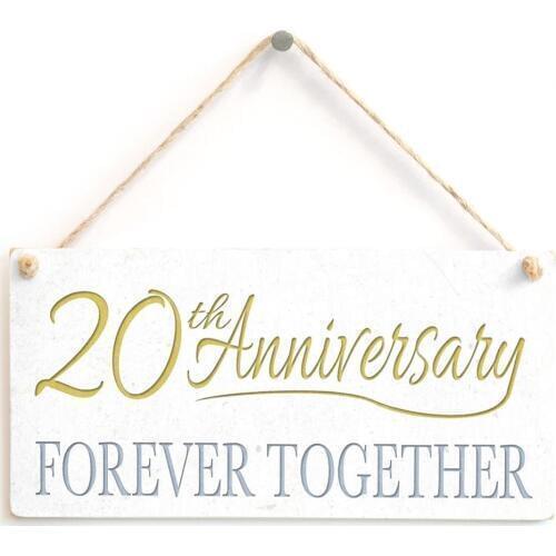 Meijiafei 20th Anniversary Forever Together - Cute Little Home Decor Accessory Twentieth Anniversary Gift Sign 10" X 5"