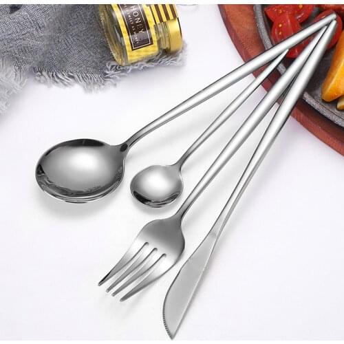 4pcs/set Gold Flatware Set Stainless Steel Dinnerware Silverware Flatware Set Dinner Knife Fork Spoon Table Knife Cubiertos
