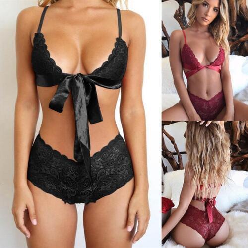 Lingerie Porno Bra Set Women Sexy Lace Red Underwear Transparent For Woman High Waist Brief Panties Intimates Japanese Lolita