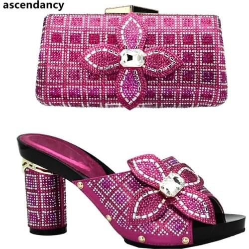 Latest Women Shoes and Bag Set In Italy African Matching Shoes and Bags Italian In Women Bag and Shoes Set Italy Crystal Shoes