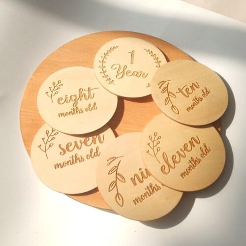 Newborn Milestone Blocks Wooden Commemorative Baby Birth Monthly Recording Cards 97BC