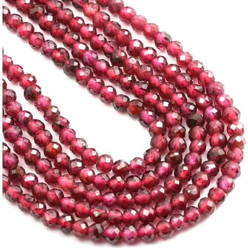 New Natural Stone Faceted Garnet String Bead for Jewelry Making DIY Bracelet Necklace Accessories Women Gifts
