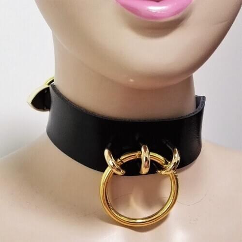 Harajuku 100%Handmade Sexy O-Round Collar Punk Rock Gothic Choker Necklace belt torques-Gold-color color free shipping