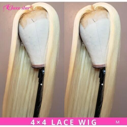 Brazilian Straight Blonde Wig Human Hair Wigs for Women 4*4 Lace Closure Wig 613 Lace Front Wig Jazz Star Non-Remy Lace Wig