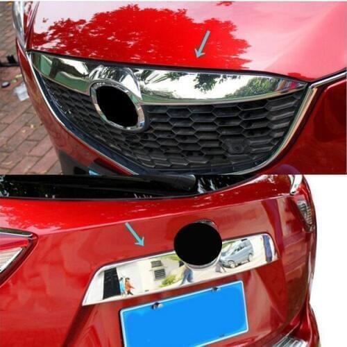 FIT FOR MAZDA CX-5 CX5 2012-2016 2IN1 FRONT GRILLE GRILL BONNET REAR TRUNK LID CHROME TRIM COVER GARNISH GUARD MOLDING BAR MESH