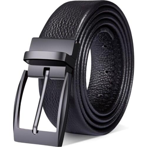 FOSIZZO New Men Belt Genuine Leather Automatic Buckle Luxury Brand Male Belts Black Strap Original Natural Cowskin Belts FS1938