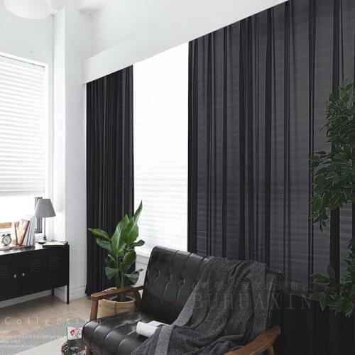 Window Exhibition Hall Curtains for Living Dining Room Bedroom Porch Solid Window Screen Shading Cotton and Linen Curtains