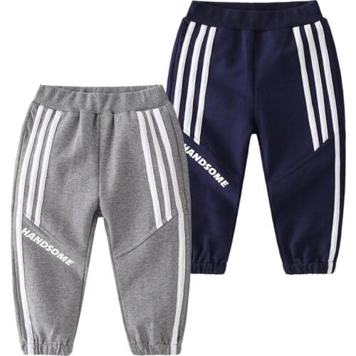 Striped Boys Sweat Pant Elastic Waist Toddler Sports Trousers Cotton Children Outfit Kids Clothes