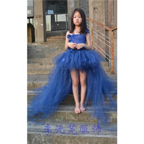 Girl Wedding Dress Flower Dress Blue Flower Girl Princess Dress Toddler Girl Fall Clothes Halloween Party Dresses for Girls