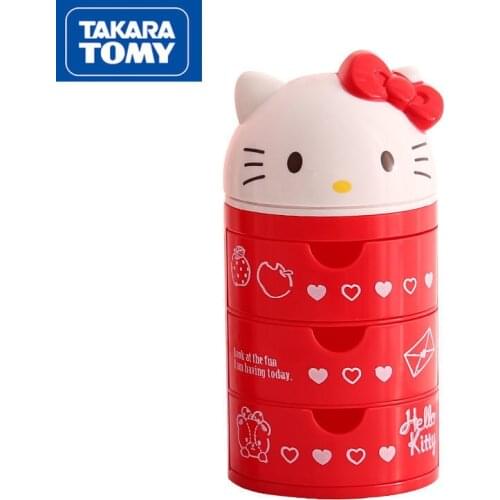 TAKARA TOMY Cartoon cute Hello Kitty childrens jewelry box household multi-layer drawer jewelry small exquisite storage box