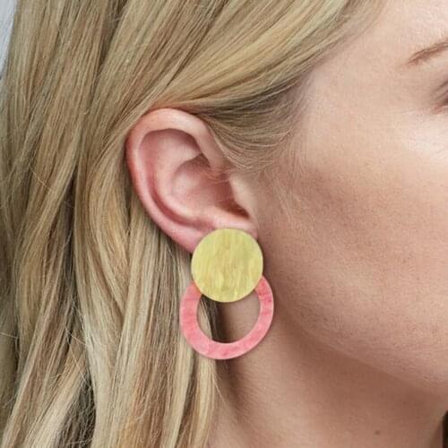 Three-color round glass dendrite earrings for female friends to play party fashion sweet romantic wedding ear jewelry gifts