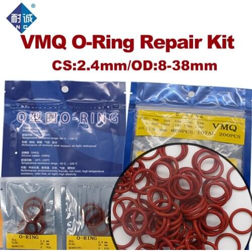 Thickness CS2.4mm Red Silicon Rubber O-ring Silicone/VMQ multiple size repair kit combination O ring Seal Ring Gasket Washer