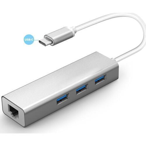 USB3.0 Laptop Docking Stations USB-C Type-C Gigabit Ethernet Rj45 Adapter with 3xUSB3.0High Speed Transmission