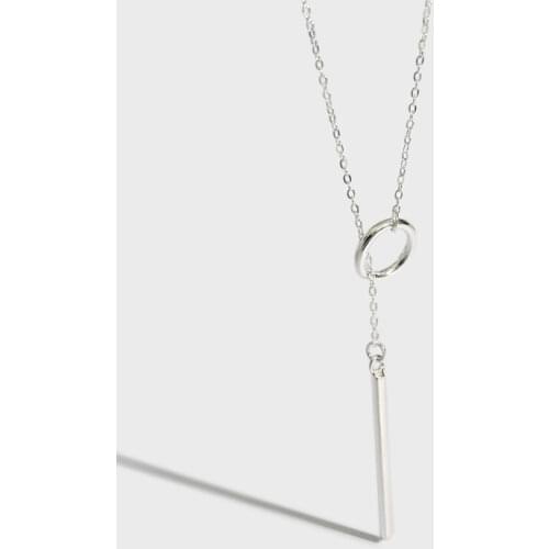 Fashion real 925 sterling silver circle rectangle pendants necklaces for women,simple woman long necklace sweater chains jewelry