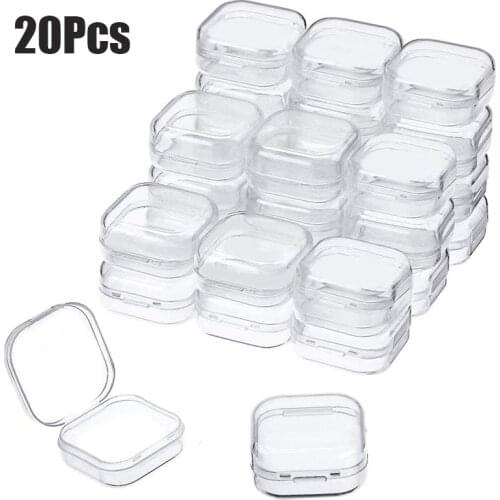 1-20Pcs Small Boxes Square Transparent Plastic Box Jewelry Storage Case Finishing Container Packaging Storage Box for Earrings