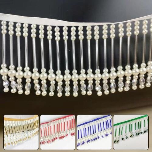 1 Yard Beaded Lace Trims Tassel Ribbon For Curtain Accessories DIY Sewing Crafts Handmade Garments Accessories