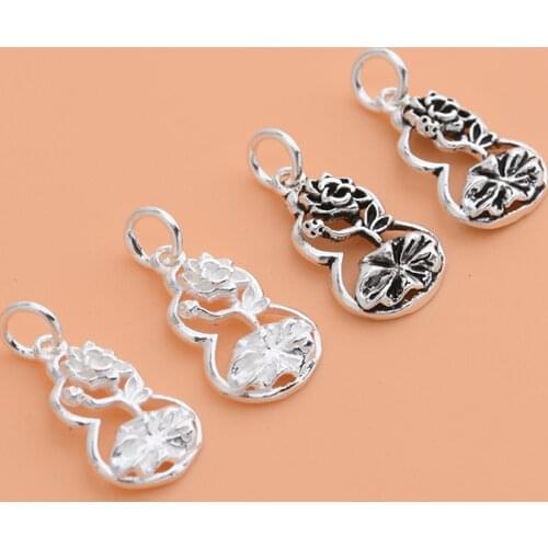 10pcs S925 sterling silver Thai silver hollow lotus gourd pendant handmade diy jewelry accessories ring bracelet small pendant