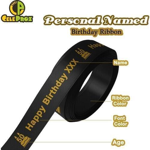 15mm Custom Ribbon Personal Name Printed Happy Birthday Ribbon For Birthday Giftbox Wrapping DIY Baby Birthday Party Decoration